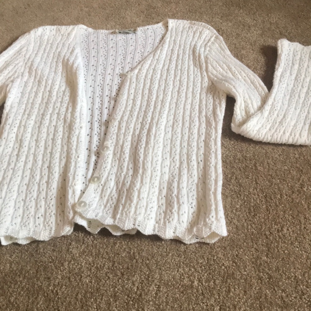 White sweater cardigan
